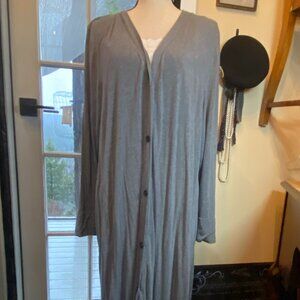 VGUC Cuddl Duds 2X Charcoal Maxi Button Front Long Duster Cardigan Loungewear